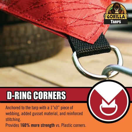 Gorilla Tarp 6ft x 8ft Tough 8 MIL 12x12 Weave Dark Red in a PDQ 97030